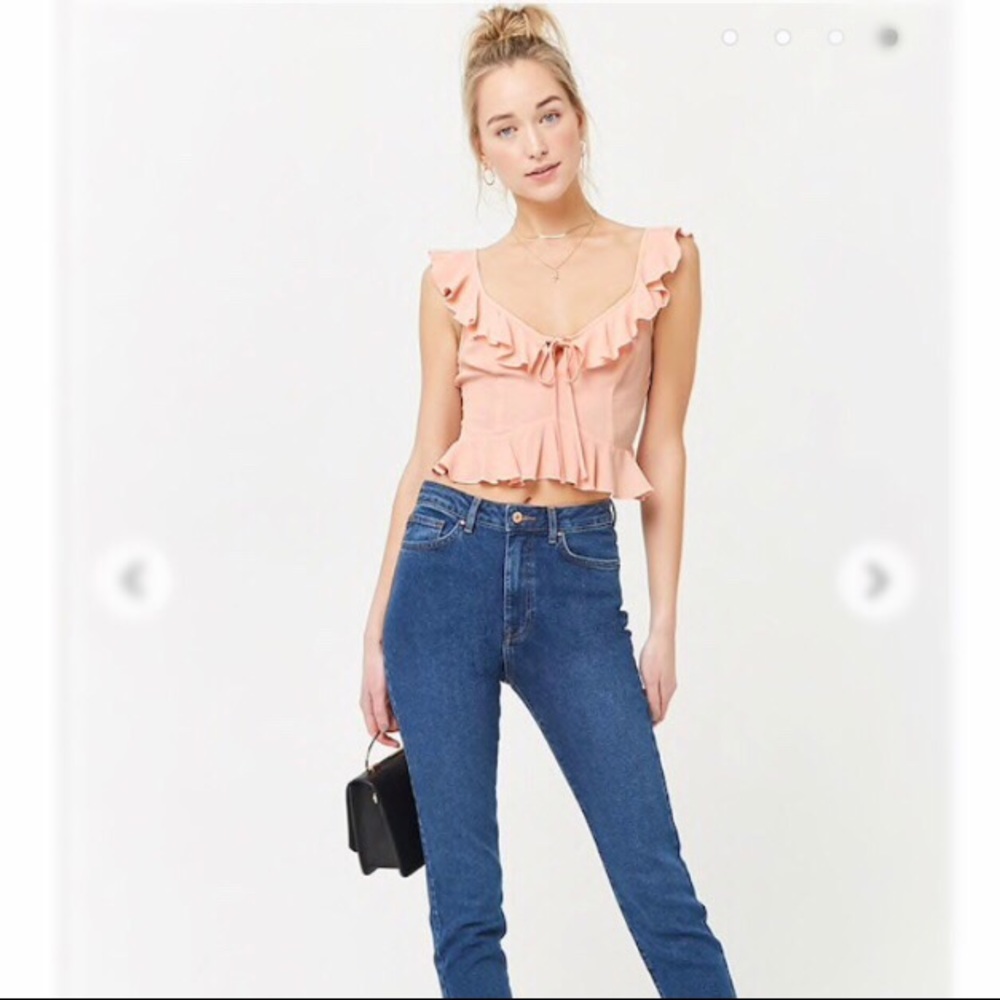 NWT Sleeveless ruffle open back top